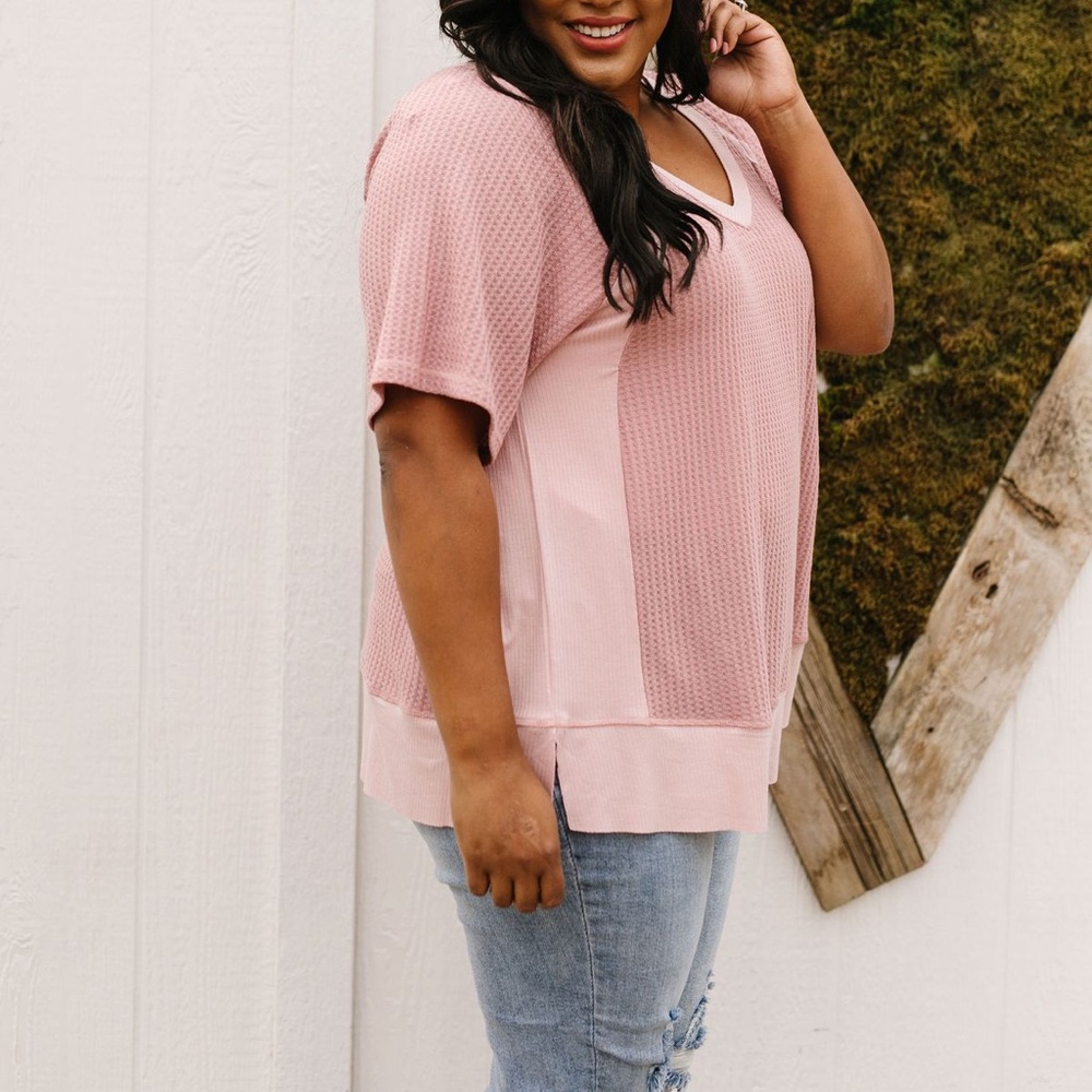 Violet Waffle Knit V-Neck Top - Picture 2 of 8